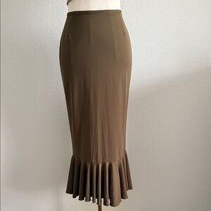 Vintage Taiga Paris Olive Green Midi Skirt Size Small